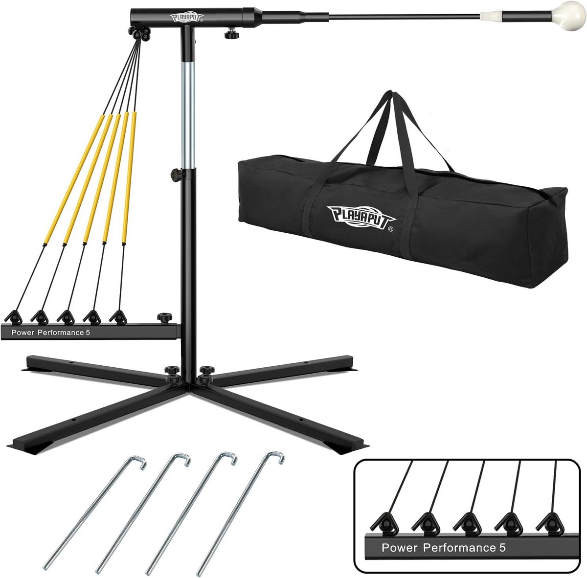 Verstelbare Baseball en Softball Swing Trainer met Elastische Bands voor Krachttraining