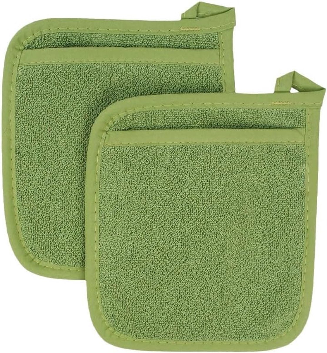 Set van 4 ovenwanten, gemaakt van duurzaam katoen - ergonomisch ontwerp, comfortabele grip, gemakkelijk te onderhouden, machinewasbaar, 18*18 cm, (groen)