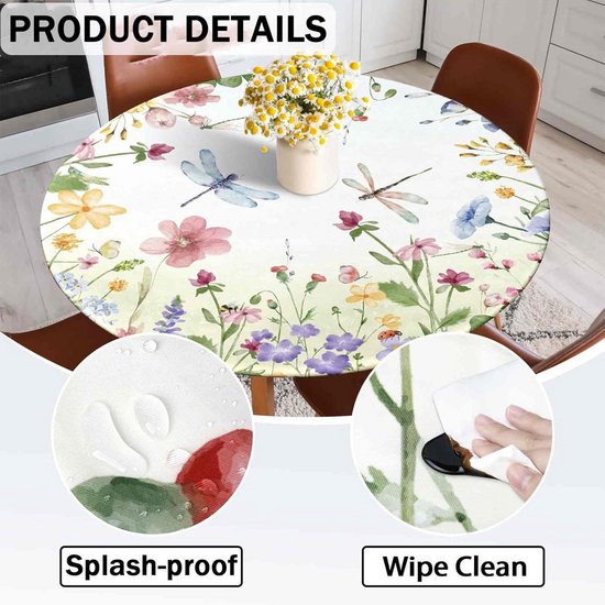 Morbuy Ronde Tafelkleed Uitgerust Elastisch, 3D Bos Print Tafeldoek Waterdicht Vlekbestendig Tafeldoeken Afwasbaar Tafelhoes voor Keuken Eethuis Feest (Groen Gras, Diameter 100cm