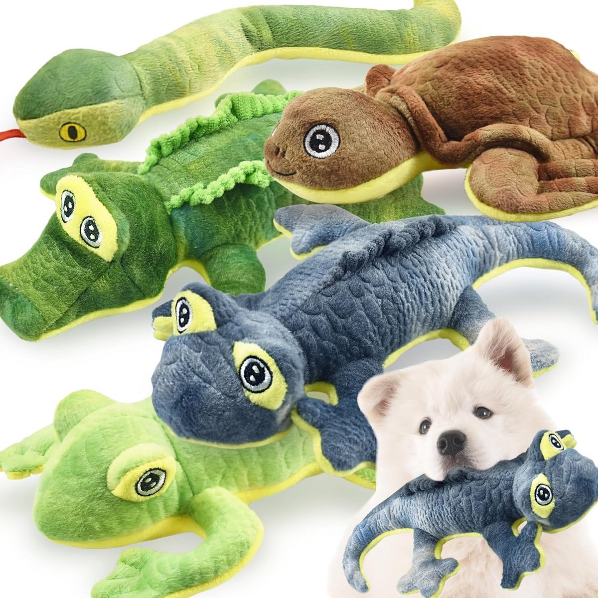5-Pack Piepend Pluche Hondenspeelgoed Bosdieren Set voor Grote, Middelgrote en Kleine Honden