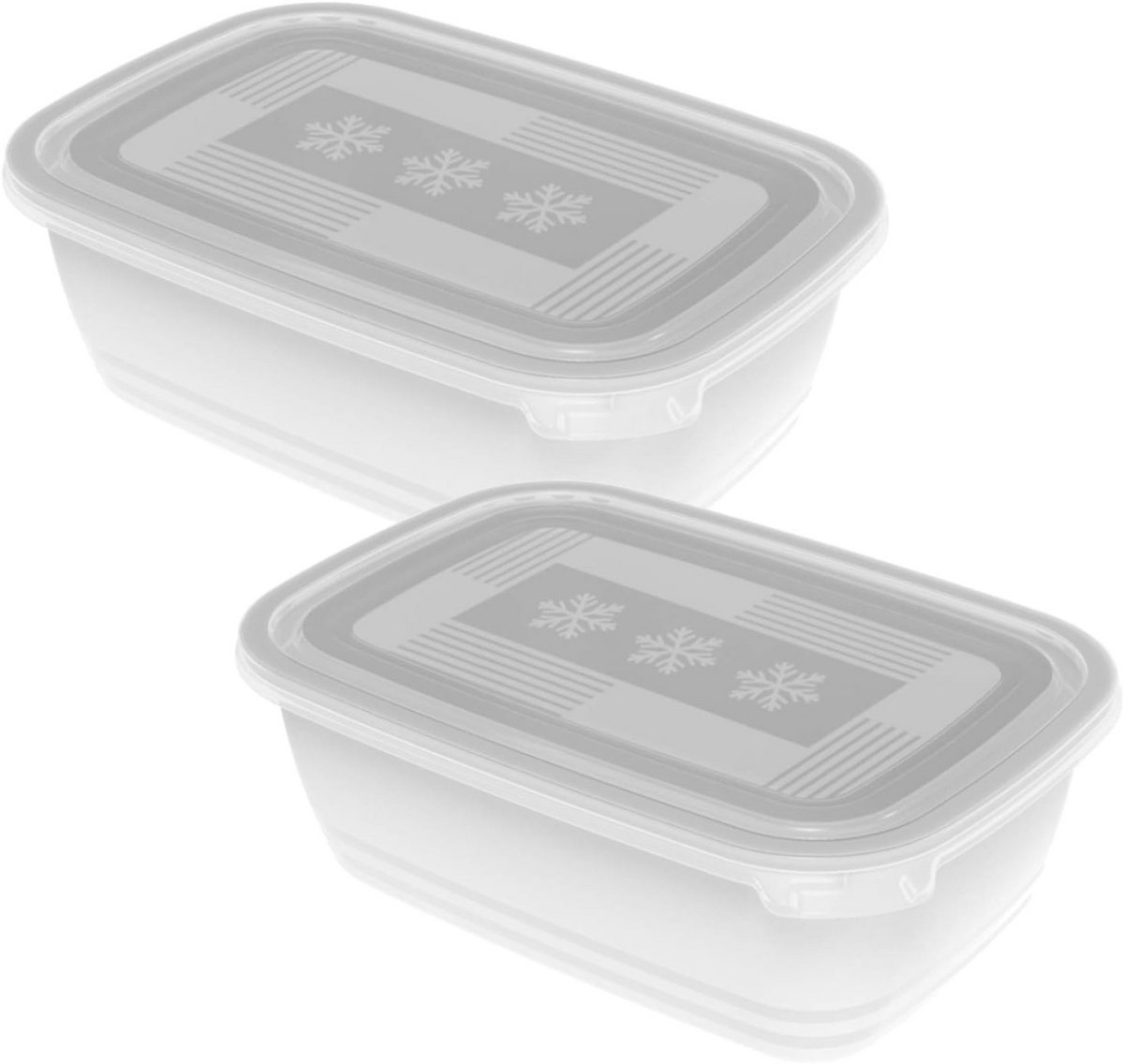 Set van 2 Diepvriespotten 1.9L met Deksel, BPA-vrij, Transparant