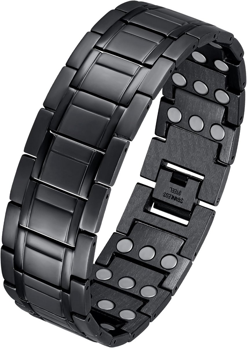 Krachtige magnetische herenarmband van titanium staal, verstelbaar