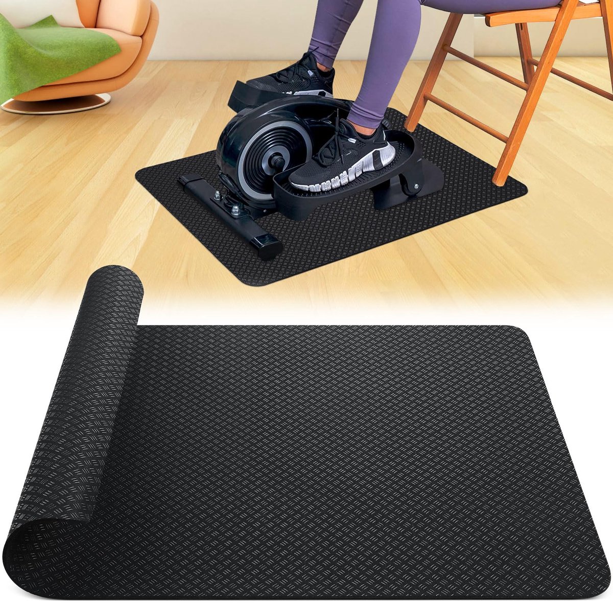 Unyqoos® Dubbelzijdige antislipmat voor elliptische trainers en pedaaltrainers