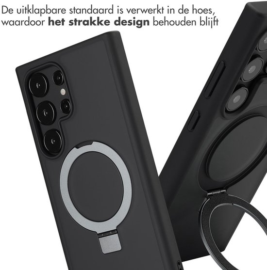 Accezz Coque adaptée pour Samsung Galaxy S24 Ultra - Accezz Ring Stand Back Cover adaptée pour MagSafe - Zwart