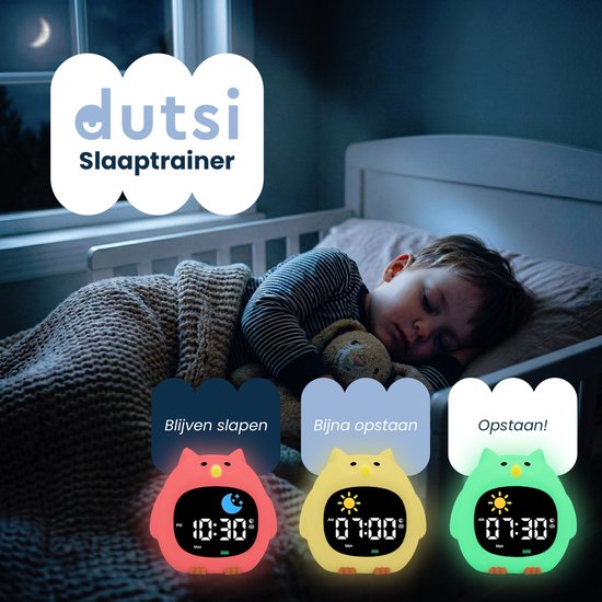 Dutsi - Slaaptrainer Uil - 3-in-1 - Kinderwekker - White Noise Nachtlampje van Dutsi — afbeelding 4