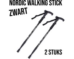 2 Stuks Nordic Walking Stick Zwart – Verstelbare Aluminium Wandelstok - Uitschuifbaar 50–110 cm