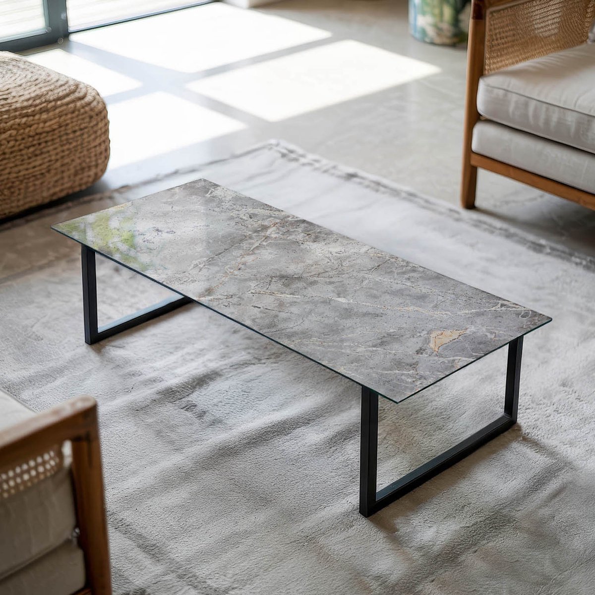 Coloray Tafelblad - Gehard Glas Tafelblad - 125x50 cm - Grijs - Rechthoek Glazen Tafelblad