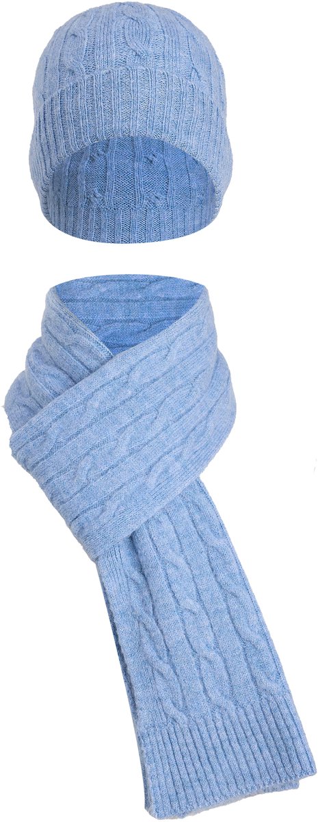 Felix Hardy Winter Gebreide Muts En Sjaal Set Unisex Blauw - Einheitsgröße