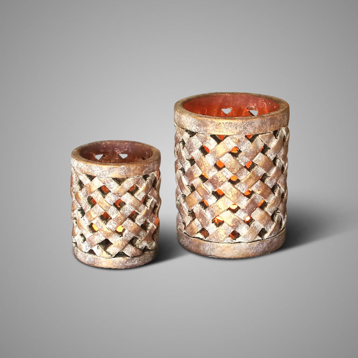 Brynxz - Waxinelichthouder - Gold Jewel - set van 2 - 15x12cm + 11x9cm