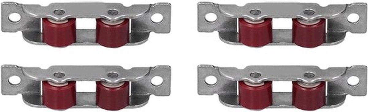 Set van 4 Push Pull Raampoelies voor Schuifraam Deuren met Dubbele Wielen en Schroeven - Tandem Roller Montage