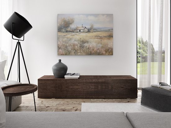 Artaza Canvas Peinture Peinture d'une Petite Maison Rustique dans un Champ avec des Fleurs Sauvages et des Arbres - 120x90 cm - Groot - Décoration Murale Salon - Peintures - Décoration Murale