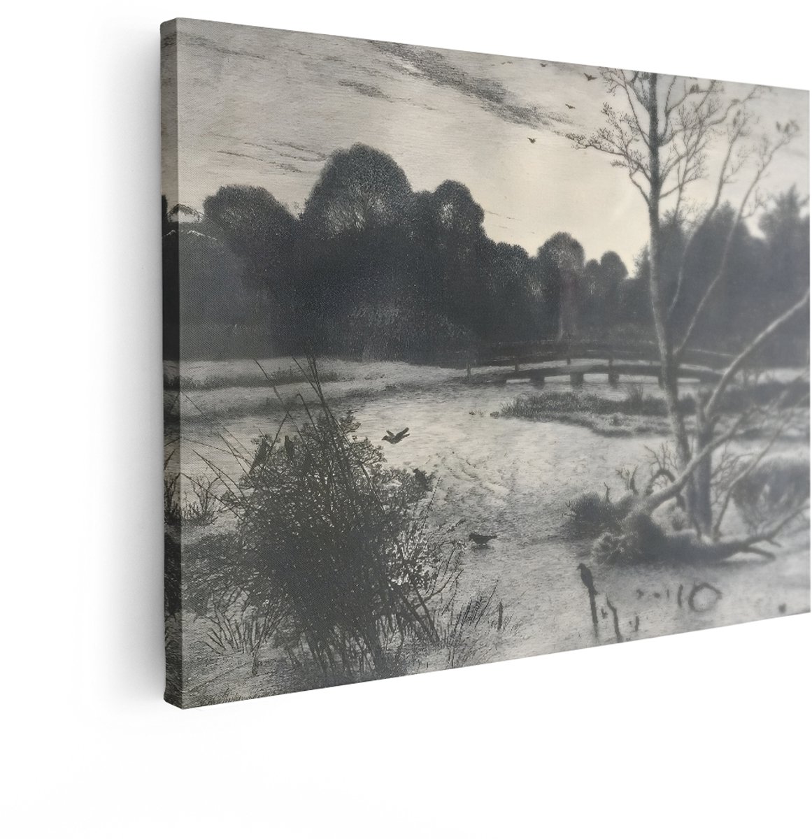 Artaza Canvas Schilderij Winterlandschap - 120x90 cm - Wanddecoratie Natuur - Muurdecorati