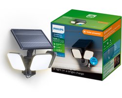 Philips LED Philips UltraEfficient Zyren Wandlamp - Solar Beveiligingslamp - Floodlight - Bewegingssensor - Helder wit licht: 5000K - 24,5W - Zwart - Waterbestendig