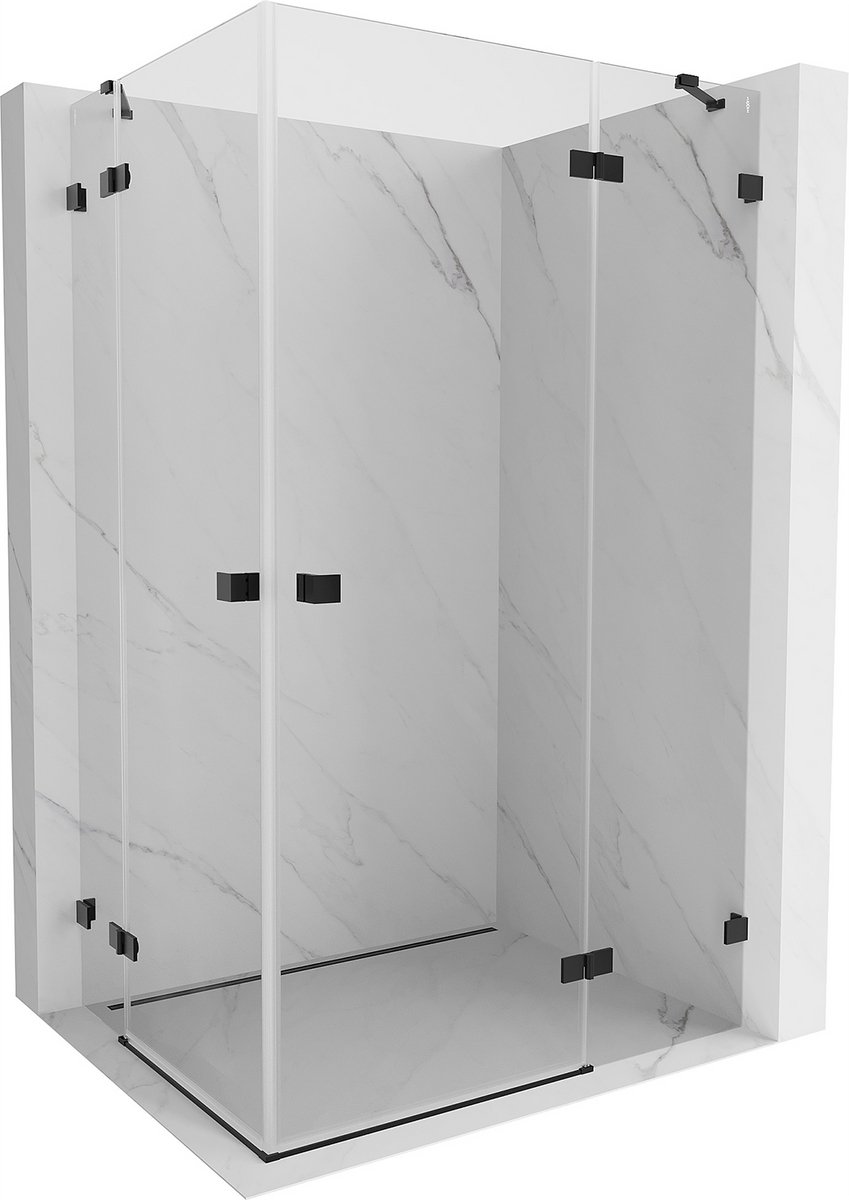 Mexen Lunar Duo inloopdouchecabine rechtsdraaiend 120 x 70 cm, transparant, zwart - 834-120P-070L-70-00