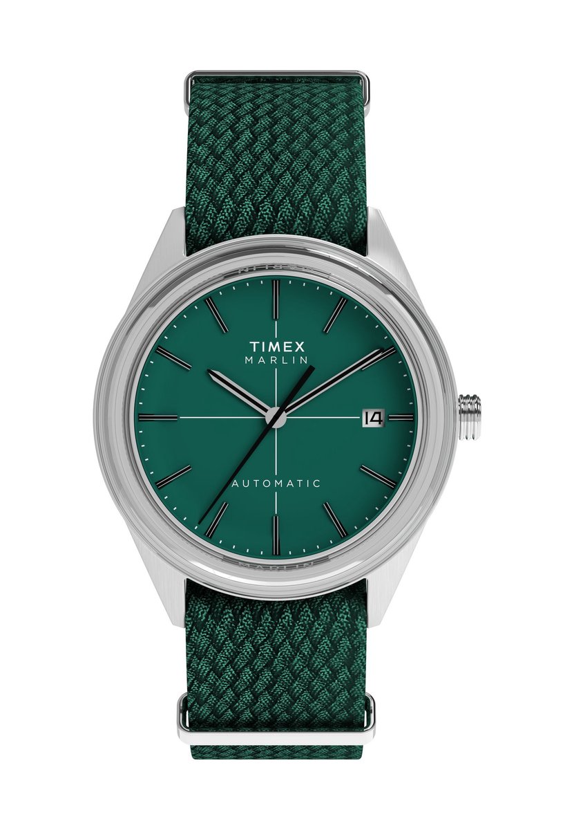 Timex Marlin® Jet Automatic Mechanisch Automatisch Horloge Groen Kast: 100% Roestvrij Staal | Armband 100% Textile 38 mm TW2Y24300AJ, TW2Y24400AJ