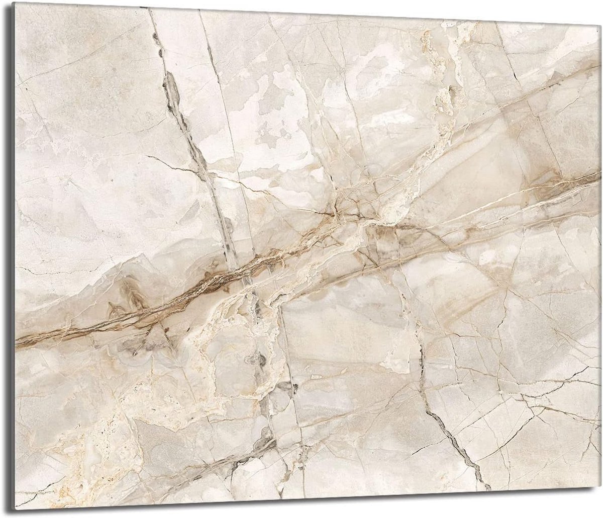 Kookplaat Afdekplaat van Glas Multifunctionele Snijplank en Spatbescherming voor Inductiekookplaat Marmeren Design 60x52