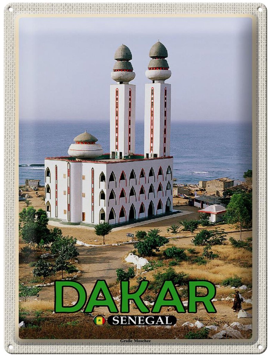 Blechschild Reise 30x40cm Dakar Senegal Große Moschee