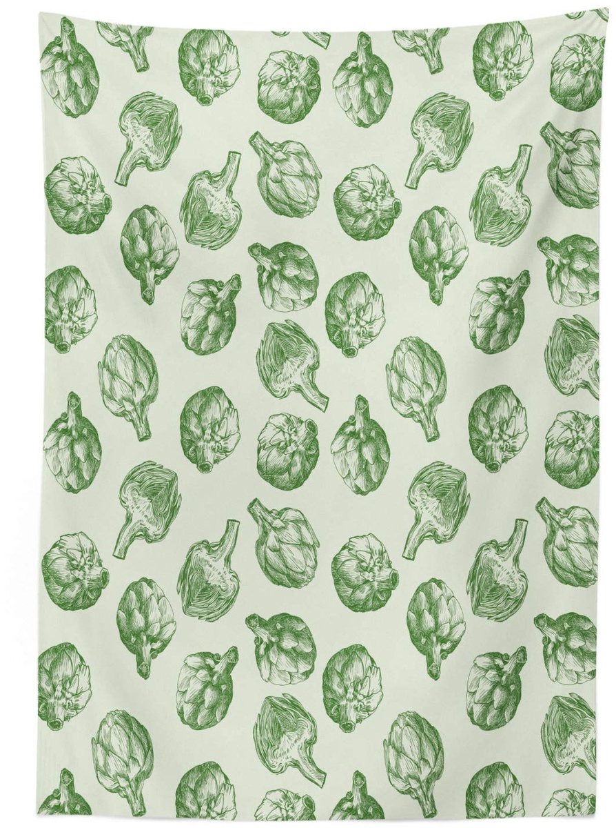 ABAKUHAUS Artisjok-tafelkleed – varen groen 140x240 cm – satijn