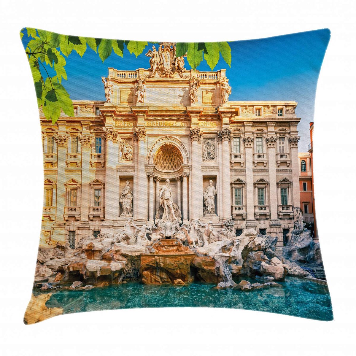 ABAKUHAUS Trevi-fontein – Kussenhoes 50x50 cm – Dubbelzijdig bedrukt, rits, multicolor