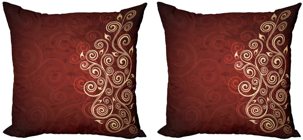 ABAKUHAUS Burgund Kussenhoes Set 2x – Ombre Bloemen – Dubbelzijdig – 60x60 cm