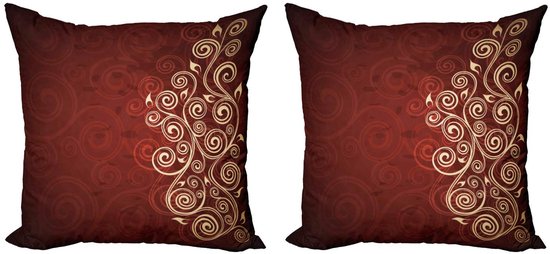 ABAKUHAUS Burgund Housse de Coussin Set 2x – Ombre Fleurs – Réversible – 60x60 cm