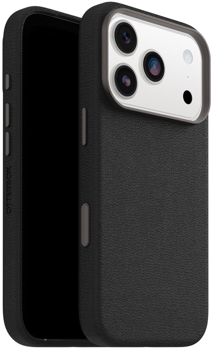 Otterbox Symmetry iPhone 17 Pro Back Cover met MagSafe Magneet Leer Zwart