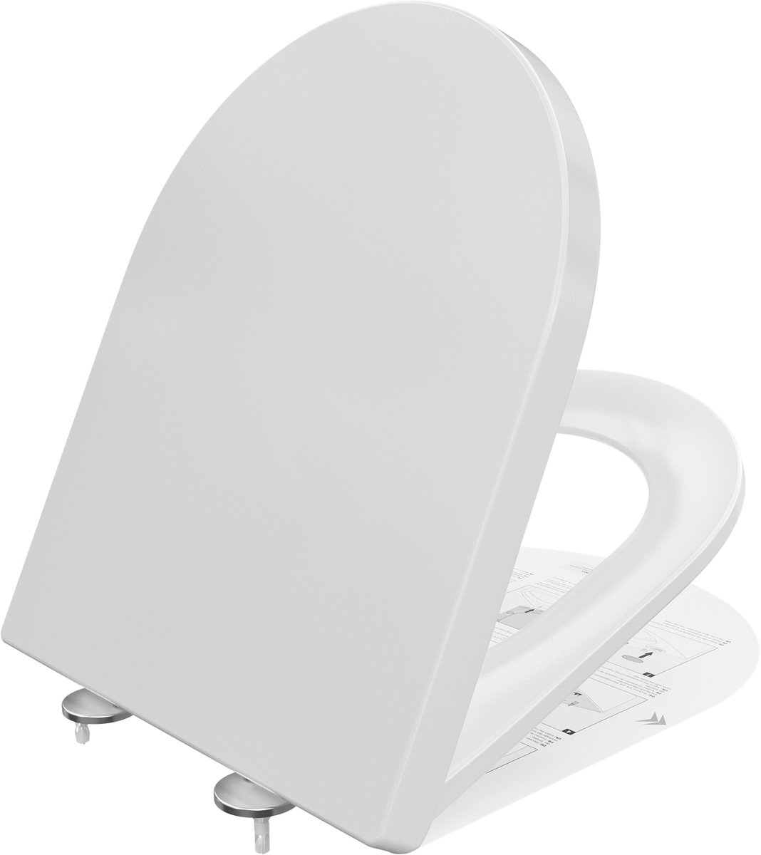 Cecipa Max WC bril - D-vorm - Antibacterieel wit Duroplast - Easy-Close sluiting - Fix-Clip bevestiging in RVS - belastbaar tot 150 kg - Toiletbril - Toiletzitting - Wit