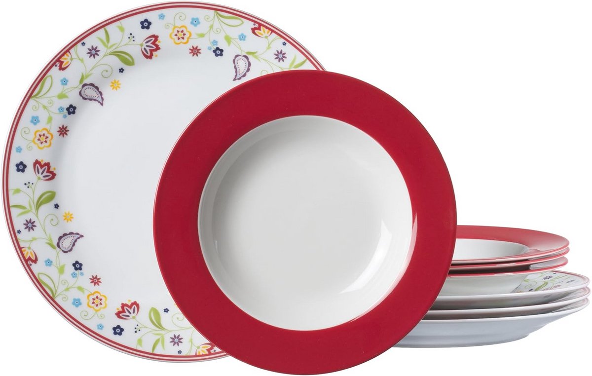 Tafelservetten Doppio Shanti - 8 stuks, Vaatwasmachinebestendig Porselein, Rood