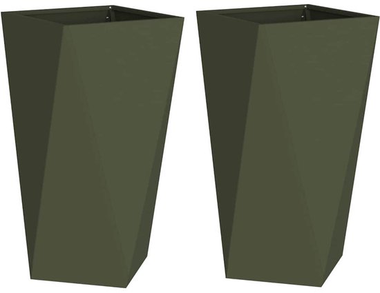 Plantenbakken 2 st 40x40x40 cm staal antracietkleurig kopen