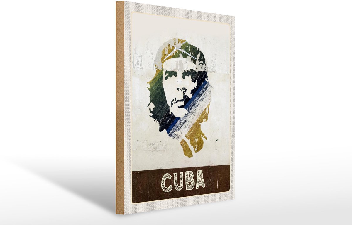 Femer Holzschild Reise 30x40cm Cuba Karibik Che Guevara Frieden Multi-coloured