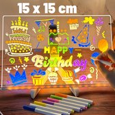 SGZIOO Lichtbord Om Te Tekenen – 30x20 Cm Led-bord Met 7 Stiften, Uitwisbaar, Verstelbare Standaard, Ook Nachtlampje Voor Kinderen