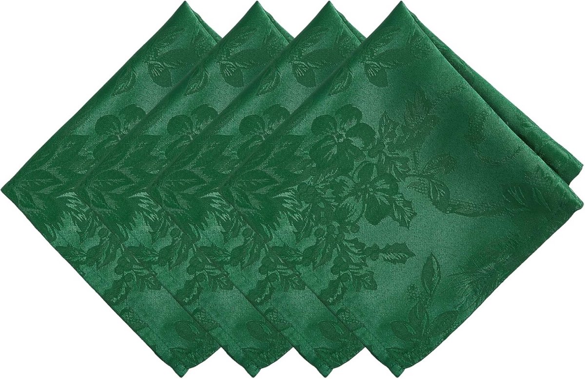 Set van 4 Jacquard Servetten - Feestdagen en Speciale Gelegenheden - Groen 17" x 17"