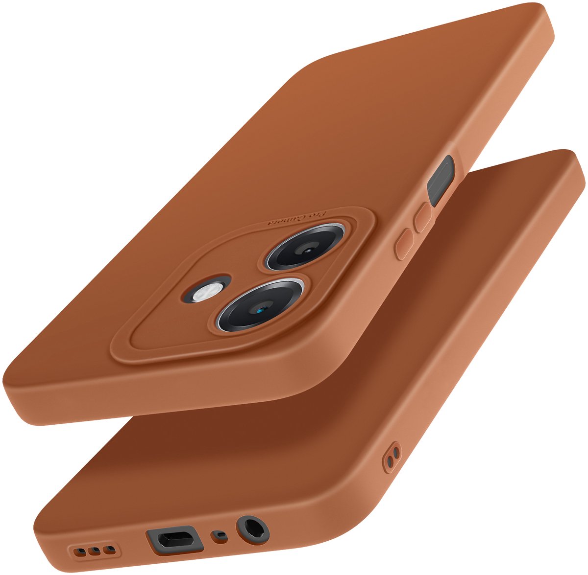 Avizar Hoesje Geschikt voor Oppo A40 Silicone Mat Camera Block Beschermd, Bruin