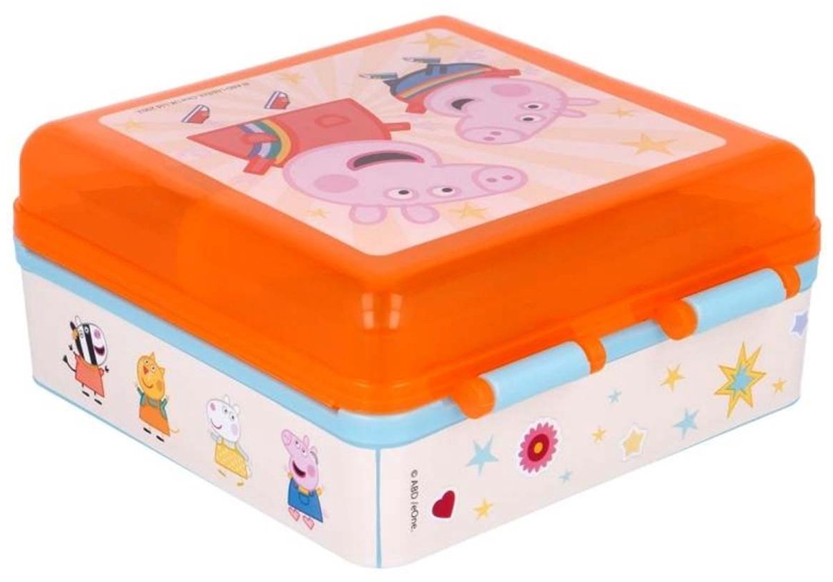 Peppa Pig vierkante broodtrommel 2 lagen - 3 compartimenten