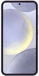 Donkerpaarse Samsung siliconen hoes om een Galaxy S24, voorkant zichtbaar.