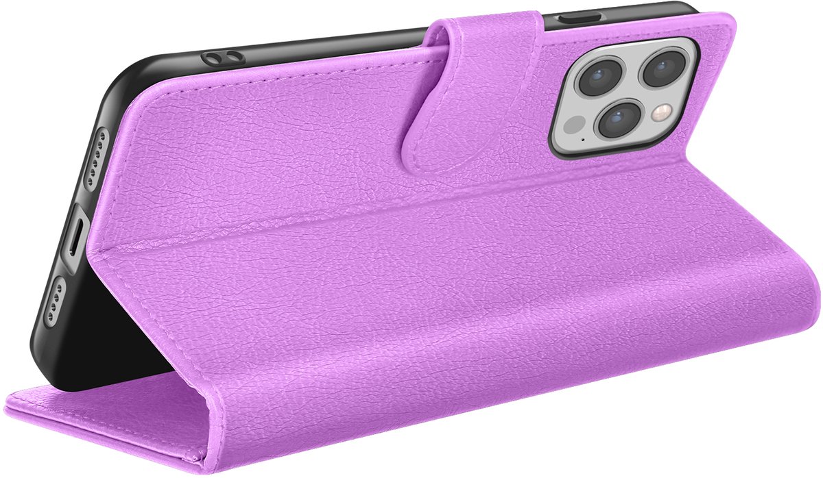 Zanae, Hoesje geschikt voor iPhone 12 Pro Max - Wallet Case & Magneetsluiting, Paars