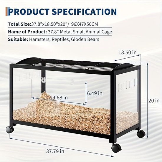 360° View Transparent Hamster Cage - with Front Door & Ventilated Roof ...