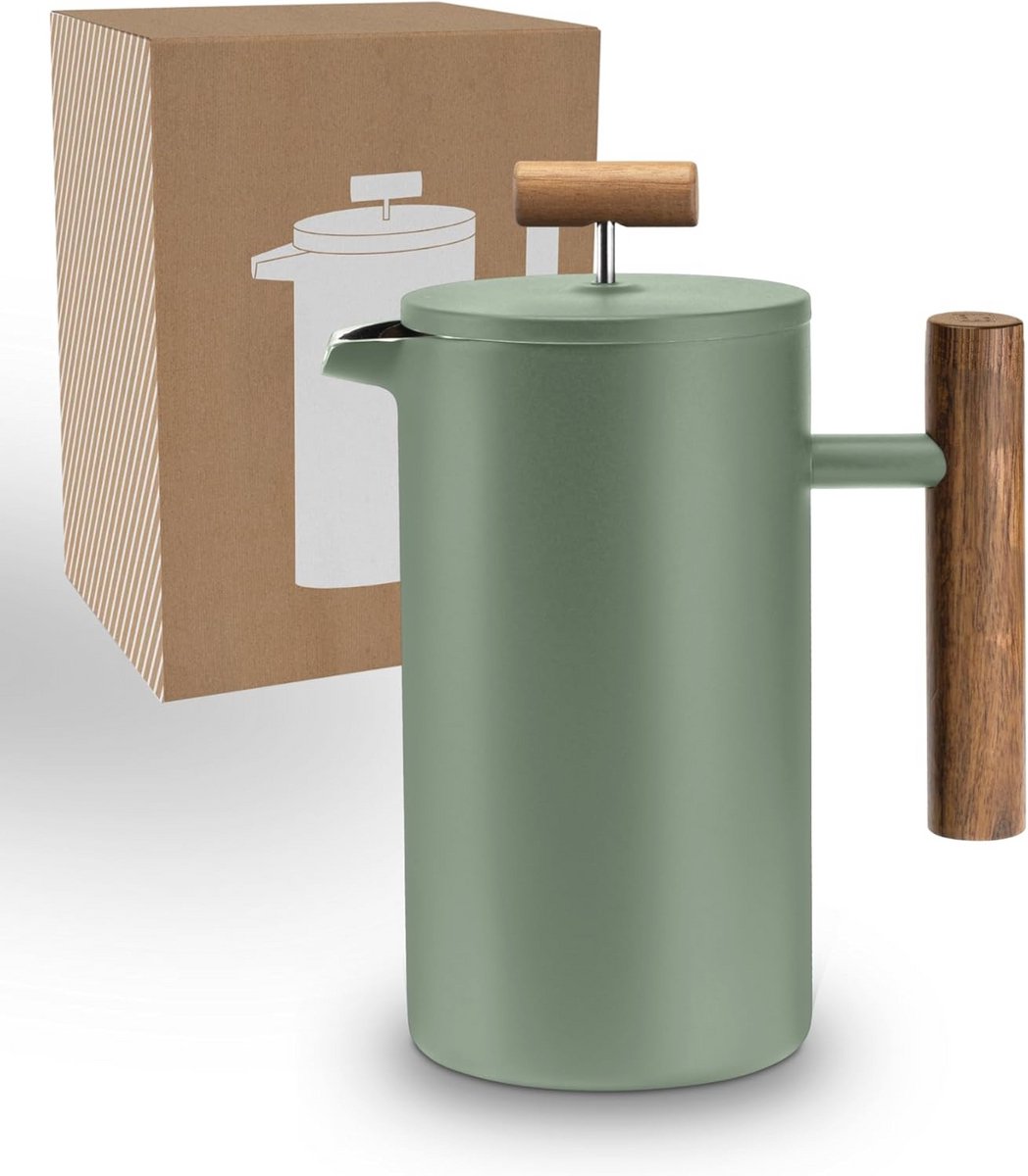 Thermo French Press 1 Liter - Roestvrij Stalen Koffiemaker voor 5 Kopjes in Moss Green