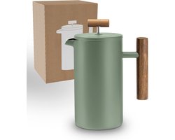 Thermo French Press 1 Liter - Roestvrij Stalen Koffiemaker voor 5 Kopjes in Moss Green