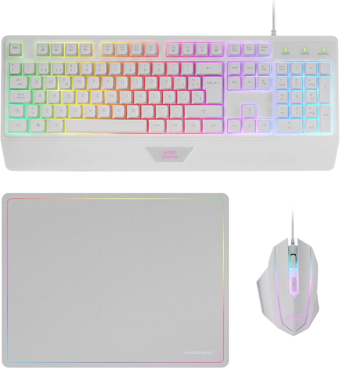 3-in-1 Gaming Combo - Ergonomisch H-Mech Toetsenbord, RGB Gaming Muis 3200 DPI en Nanotextiel Muismat - Multiplatform Compatibel