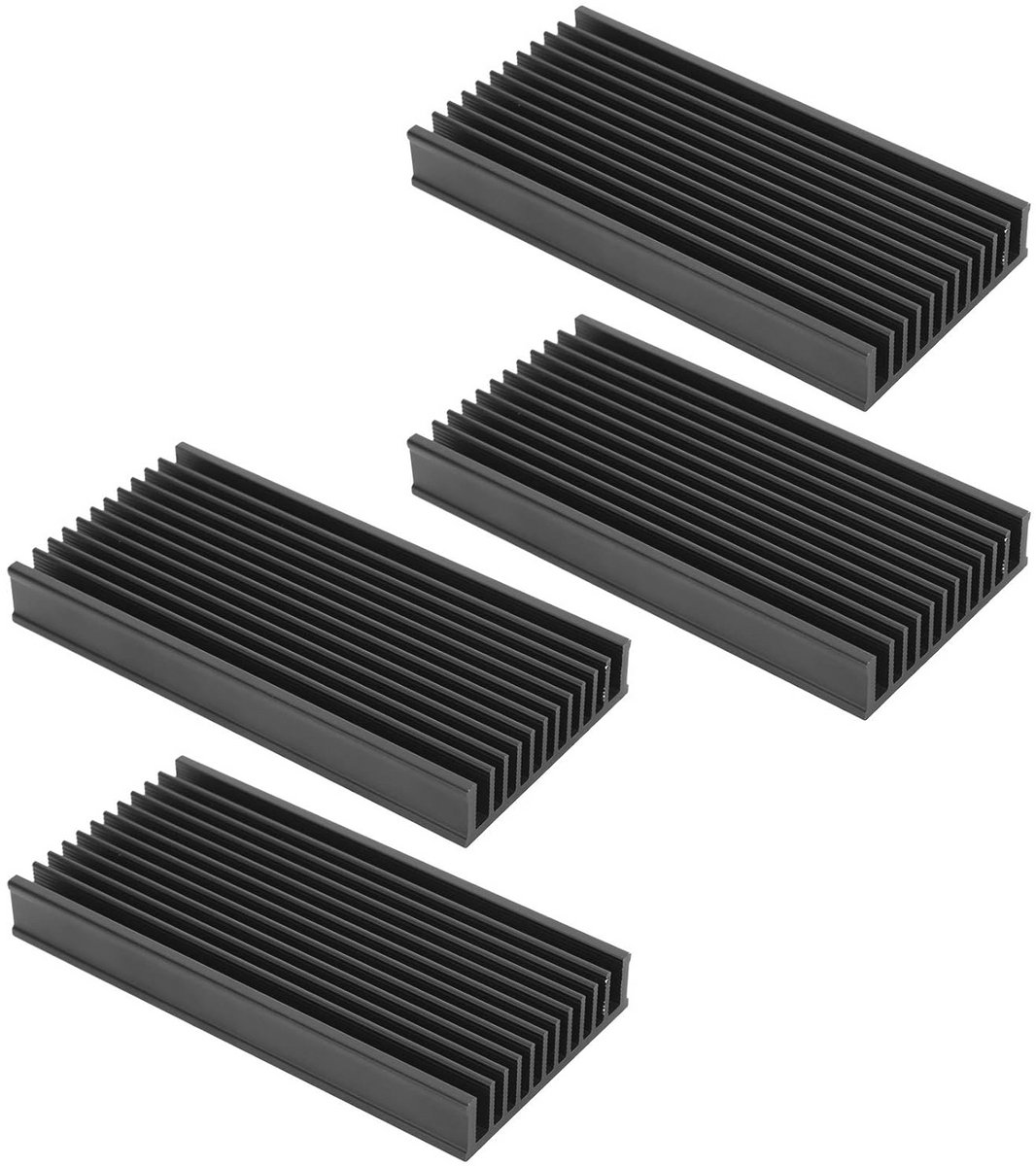 Aluminium Koellichaam - 4 Stuks Kleine Heatsink Module voor Elektronica (50x12.7x100 mm)