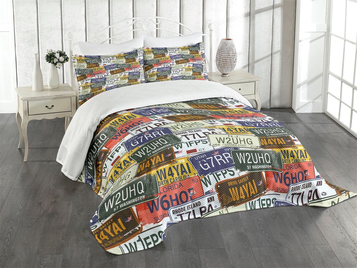 ABAKUHAUS – VS Bedsprei-Set 220 x 220 cm – Gequilt, Multicolor