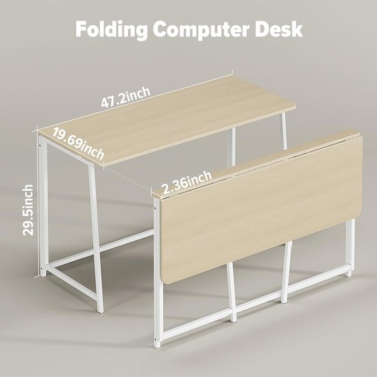 Opvouwbare Bureautafel – Inklapbaar Computerbureau Met Schermstandaard, Ideaal Voor Kleine Ruimtes – Houtkleur