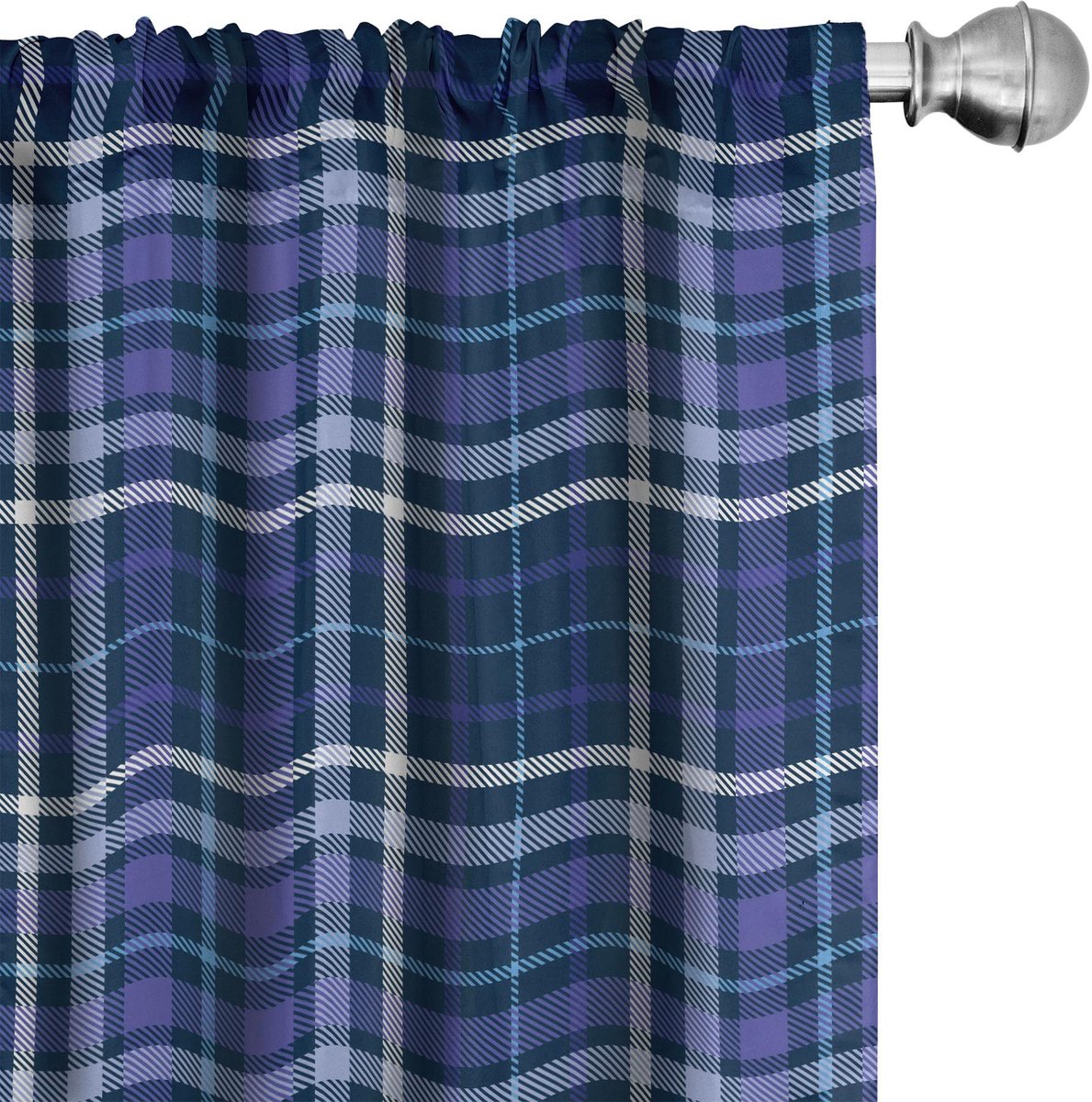 ABAKUHAUS – 2x75x225 cm gordijnen – Schotse ruit – donker lavendel indigo