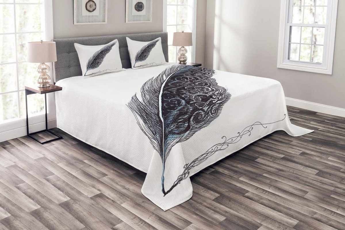 ABAKUHAUS Grijze Dekenset – 220x220 cm – 2x Kussenslopen 75x50 cm – Wasbaar