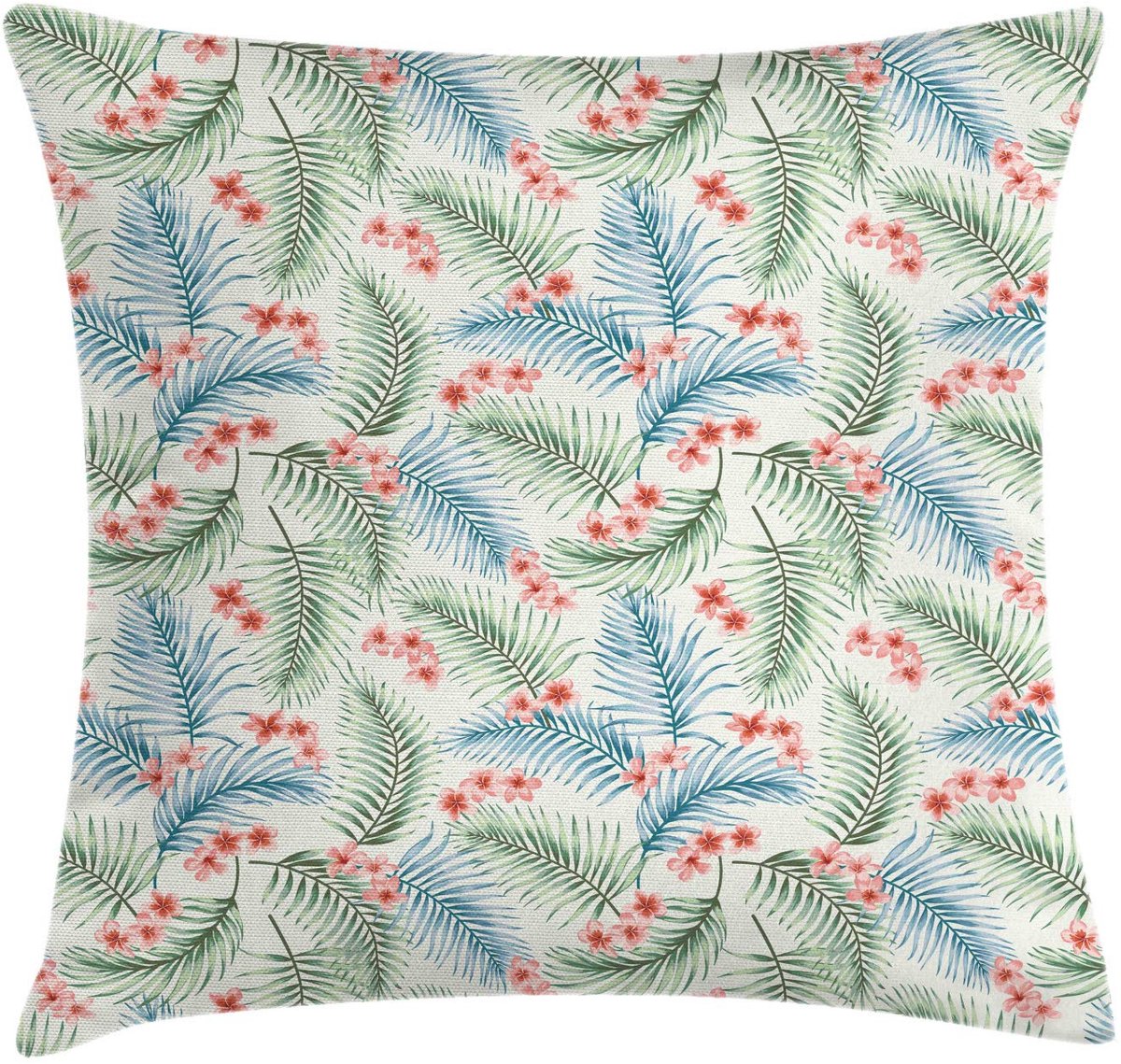 ABAKUHAUS Luau Kussenhoes – Vintage Plumeria's – 40x40 cm – Ivoor Elfenbein