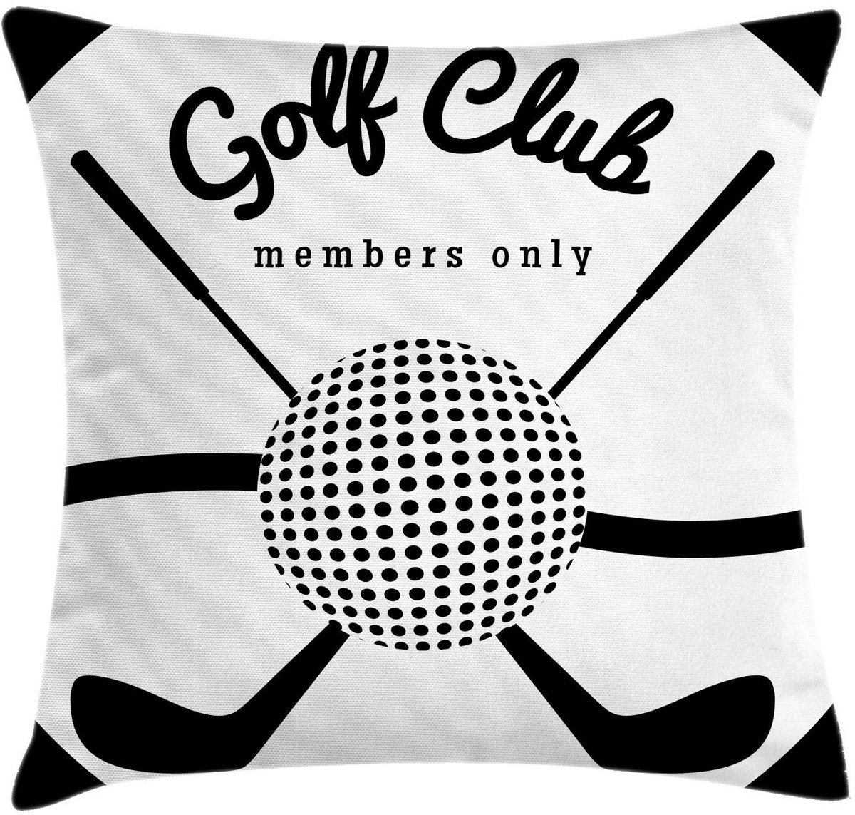 ABAKUHAUS Golf Kussenhoes – Dubbelzijdig bedrukt – 50x50 cm – Zwart-Wit