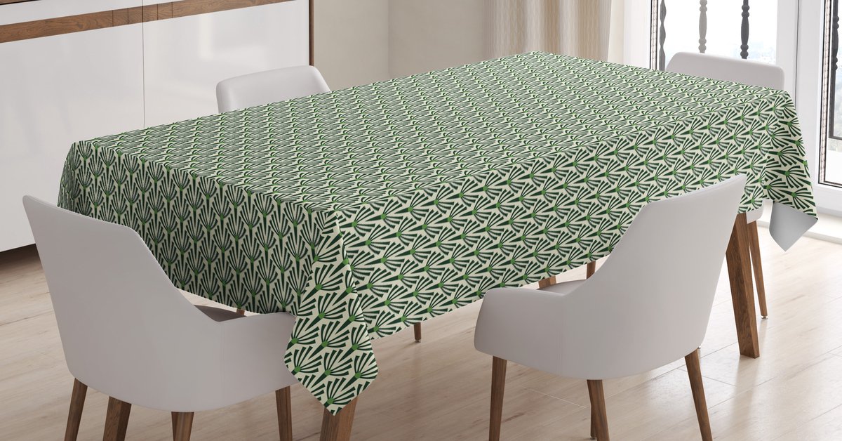 ABAKUHAUS Artsy Tafelkleed – Botanische Deco – Waterafstotend, Wasbaar 140x240 cm – varen groen