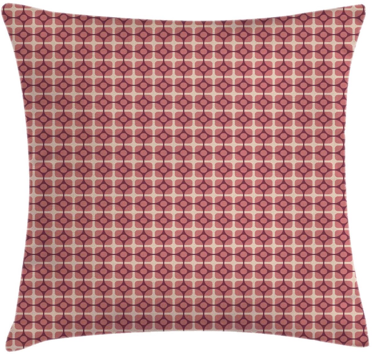 ABAKUHAUS Geometrische Kussenhoes – Cirkelpatroon Sixties – 50x50 cm – Pale Rubin/Pale Salmon – Dubbelzijdig bedrukt