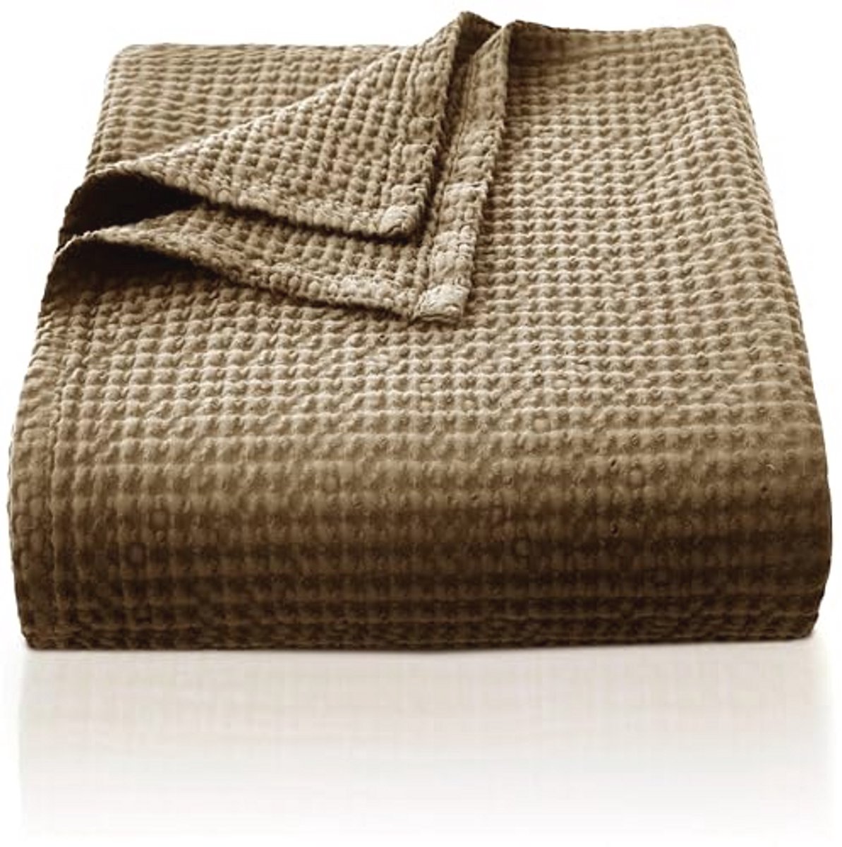100% Katoenen Deken 150 x 200 cm - Zachte Ademende Sprei met Wafelpatroon voor Woonkamer en Bank